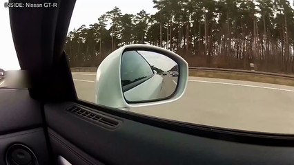Nissan GTR lost spoiler at 300kmh Autobahn Movie with Acceleration & Sound