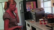 Woman bites into spider in Chef Boyardee ravioli meal