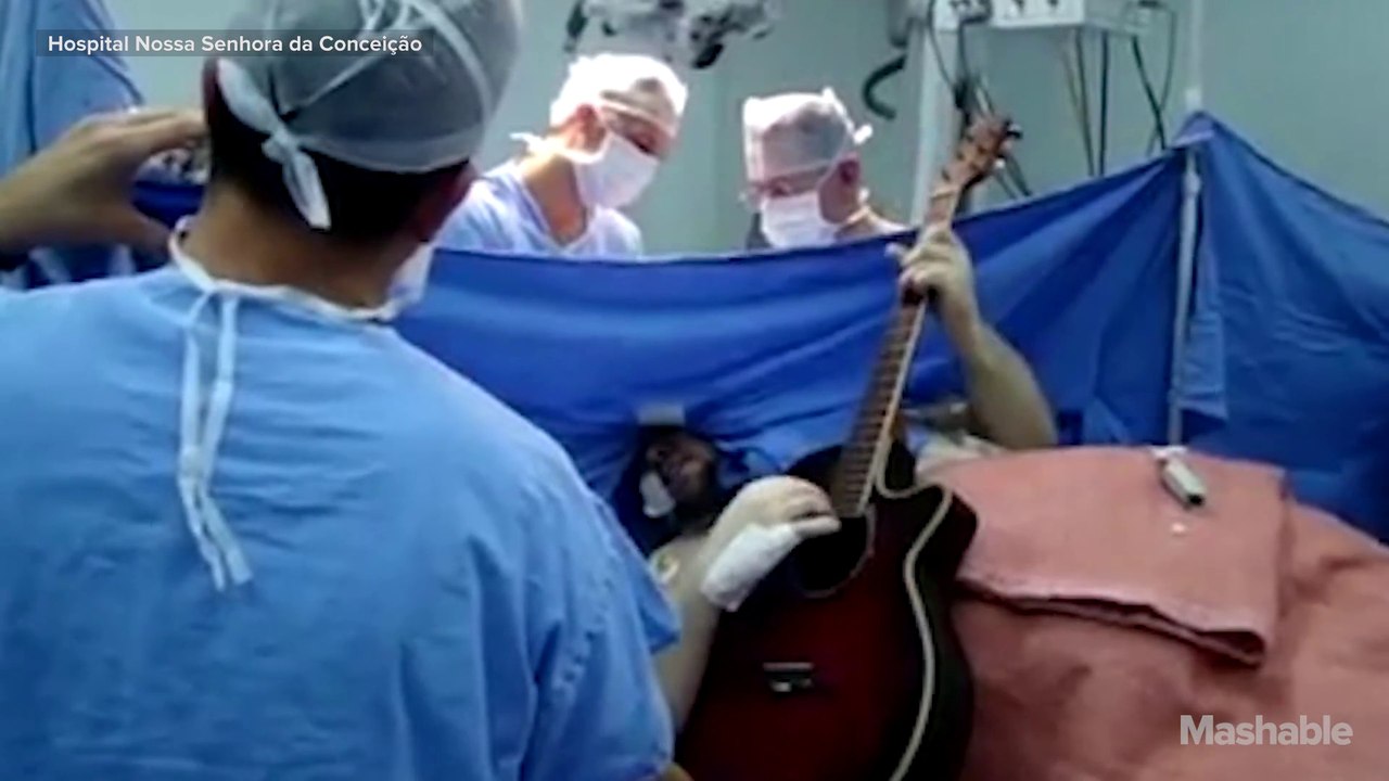 Brazilian patient plays guitar during his own brain surgery