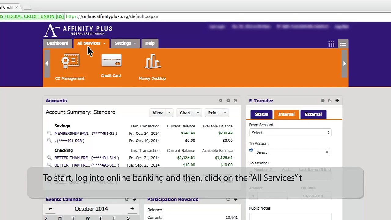 Affinity Plus Online Banking Money Desktop