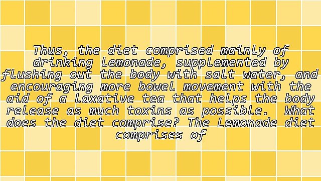 Inside Secrets On The Lemonade Diet