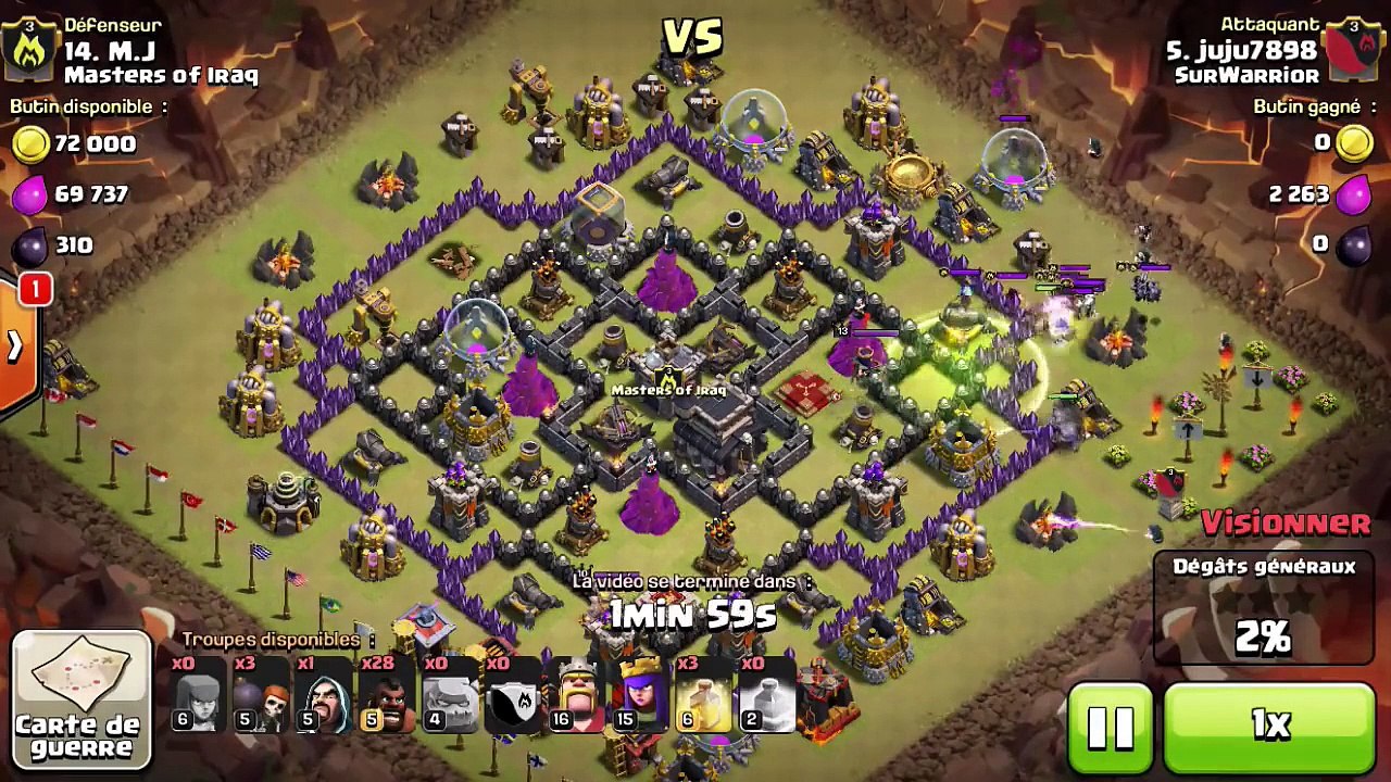 Compo 3 Etoiles Hybride Golem Cochons pour HDV 9   Clash Of Clans Français