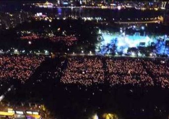 Drone Footage of Tiananmen Vigil in Hong Kong's Victoria Park