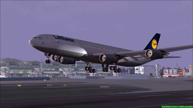 FS2004 - Landing at Airport Frankfurt / Main (Germany) with Lufthansa A340.mp4