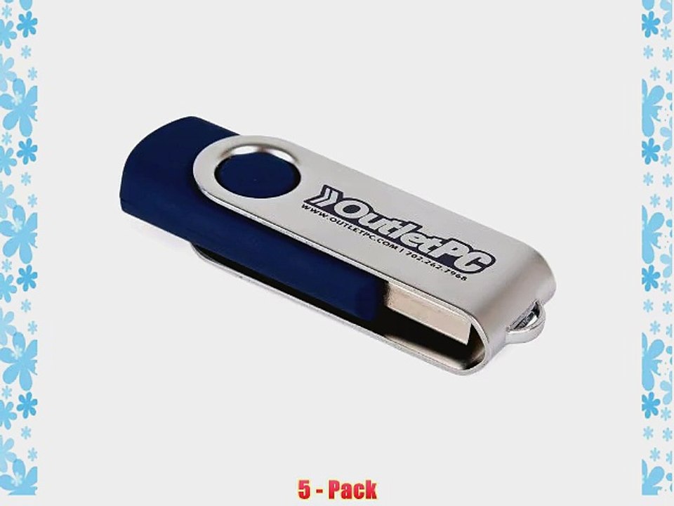 5 Pack OutletPC Swivel Cap 8GB USB 2.0 Flash Drive
