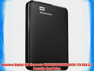 Western Digital WD Elements WDBUZG0010BBK-NESN 1TB USB 3.0 Portable Hard Drive