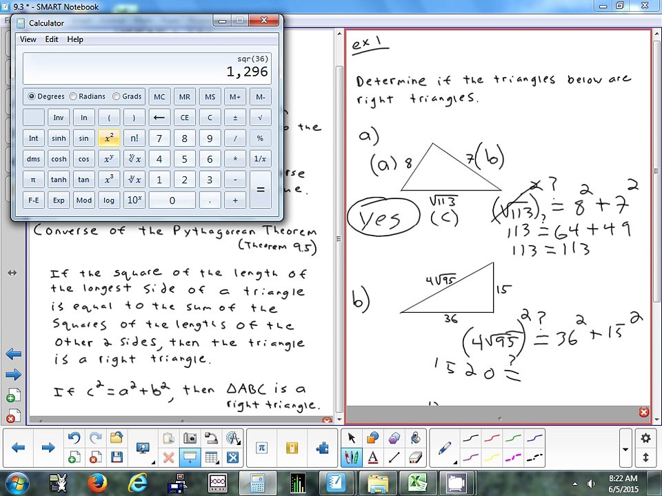 9.3 Converse of Pythagorean Theorem 6-5-15