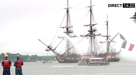 L’«Hermione», la réplique du navire de La Fayette, débarque à Yorktown