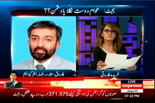 EXPRESS Budget Ka Jhatka Gharida Farooqi with MQM Dr Farooq Sattar (05 June 2015)