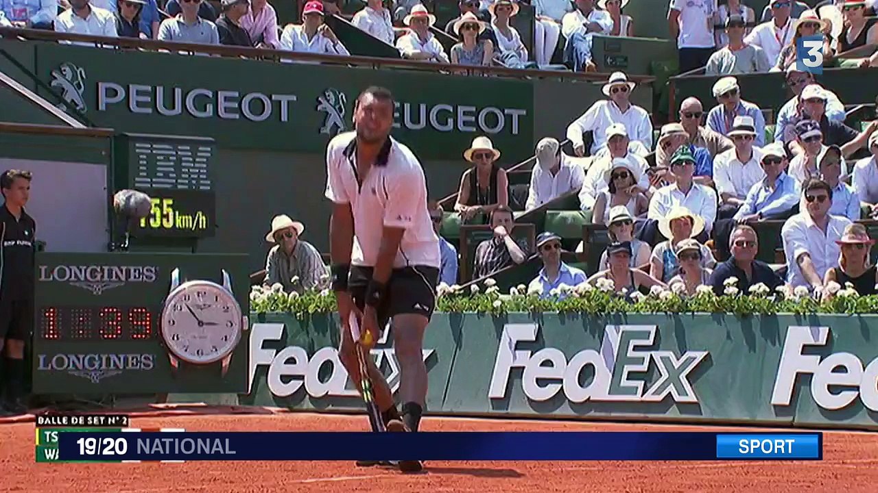Roland-Garros : Tsonga dominé par Wawrinka