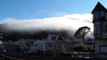 Fog rolling off the Marin Headlands, over Sausalito, into San Francisco Bay.