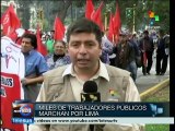 Trabajadores públicos peruanos adelantan huelga indefinida
