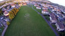 tbs discovery drone, trecenydd football field.