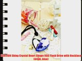 KOOTION Shiny Crystal Heart Shape USB Flash Drive with Necklace (64GB blue)