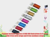 Litop Pack of 8 Black Silver Color Gold Color Orange Green Red Blue Hot Pink 8GB Metal Body