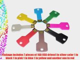 Litop? Pack of 7 Silver Color Black Pink Blue Green Yellow Red 8GB Metal Key Shape USB Flash