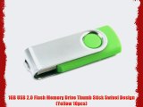 1GB USB 2.0 Flash Memory Drive Thumb Stick Swivel Design (Yellow 10pcs)