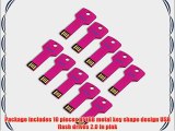 Litop? Pack of 10 Hot Pink 1GB Metal Key Shape USB Flash Drive USB 2.0 Memory Disk With 10