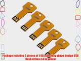 Litop? Pack of 5 Yellow 1GB Metal Key Shape USB Flash Drive USB 2.0 Memory Disk With 5 Protective