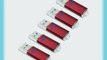 Litop Pack of 5 Red 2GB Metal Body USB Flash Drive USB 2.0 Memory Disk Multipack with 5 Free