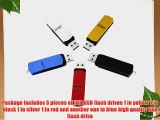 Litop Pack Of 5 Yellow Black Silver Red Blue 1GB Digital Data Storage Traveler USB 2.0 Flash