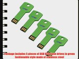 Litop? Pack of 5 Green 8GB Metal Key Shape USB Flash Drive USB 2.0 Memory Disk With 5 Protective