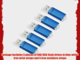 Litop Pack of 5 Blue 8GB Metal Body USB Flash Drive USB 2.0 Memory Disk Multipack with 5 Free