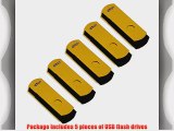 Litop 8GB Pack of 5 Yellow Digital Data Storage Traveler USB 2.0 Flash Drive Swivel Design