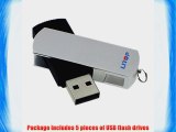 Litop 1GB Pack of 5 Silver Color Digital Data Storage Traveler USB 2.0 Flash Drive Swivel Design