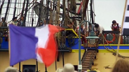 La réplique de l'Hermione est arrivée à Yorktown, première étape de son périple aux États-Unis