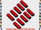 Litop 8GB Pack of 10 Red Digital Data Storage Traveler USB 2.0 Flash Drive Swivel Design with