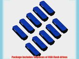 Litop 2GB Pack of 10 Blue Digital Data Storage Traveler USB 2.0 Flash Drive Swivel Design with