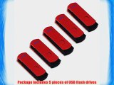 Litop 1GB Pack of 5 Red Digital Data Storage Traveler USB 2.0 Flash Drive Swivel Design with