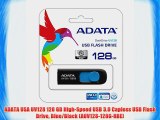 ADATA USA UV128 128 GB High-Speed USB 3.0 Capless USB Flash Drive Blue/Black (AUV128-128G-RBE)