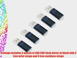 Litop Pack of 5 Black 4GB Metal Body USB Flash Drive USB 2.0 Memory Disk Multipack with 5 Free