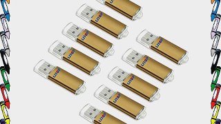 Litop Pack of 10 Gold Color 2GB Metal Body USB Flash Drive USB 2.0 Memory Disk Multipack with