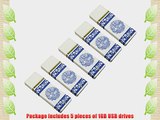 Litop 1 GB Pack of 5-White With Blue Pattern USB 2.0 Flash Drive for Data Storage and Transfer