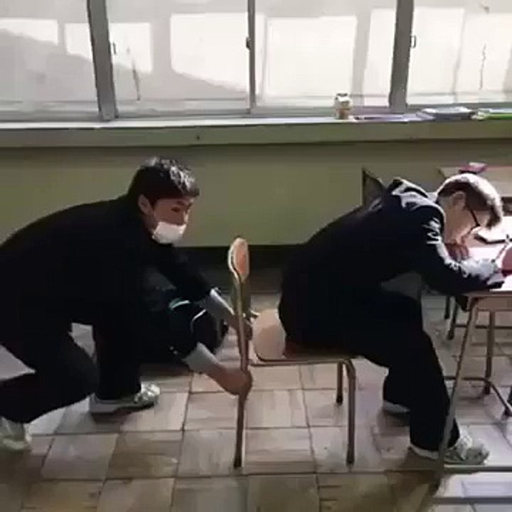 A student studying thel fall down