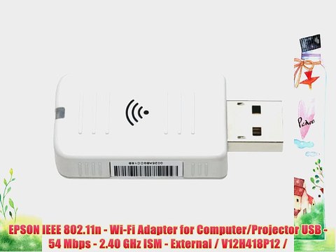 EPSON IEEE 802.11n - Wi-Fi Adapter for Computer/Projector USB - 54 Mbps - 2.40 GHz ISM - External