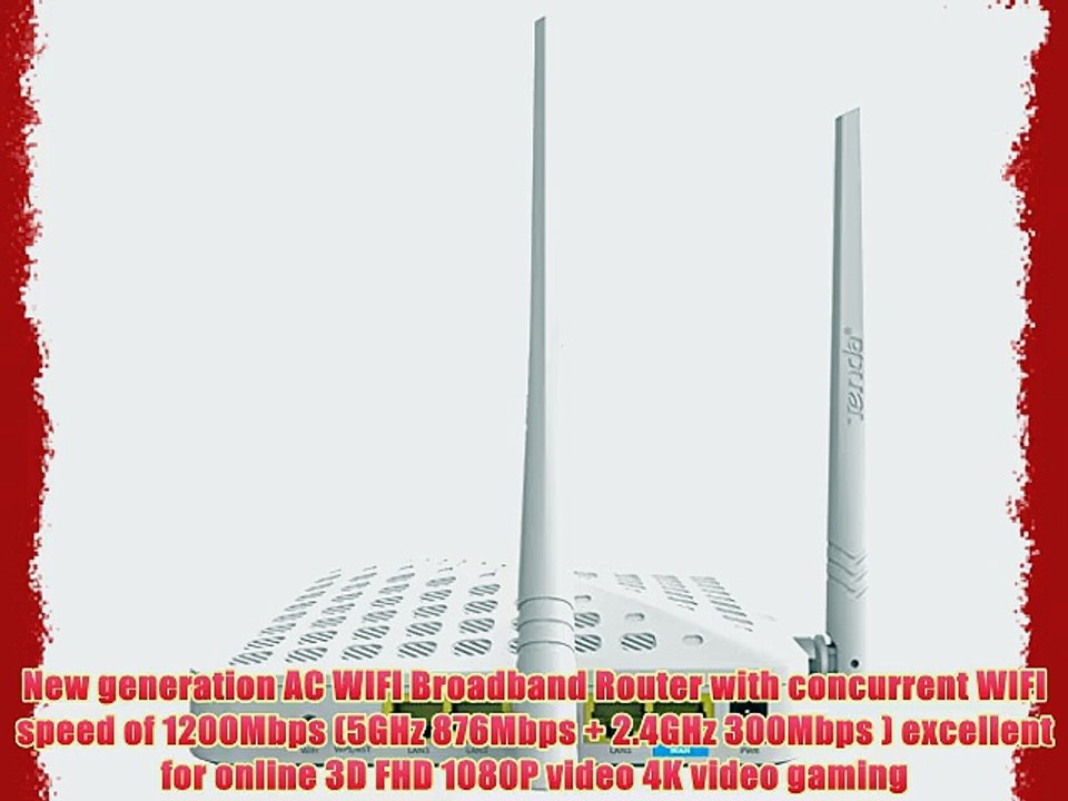Tenda F1201 AC1200 1200Mbps Dual Band Concurrent WIFI Broadband Router and Wireless Range Extender
