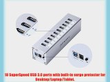 [For Apple Design] AITECH USB 3.0 10 Ports Hub with 12V4A Power Adapter (VIA VL812 Rev B2 Chipset