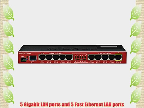 MikroTik - RB2011UIAS-IN - RB2011UASIN 5 Gigabit LAN ports 5 Fast Ethernet LAN ports OS L5