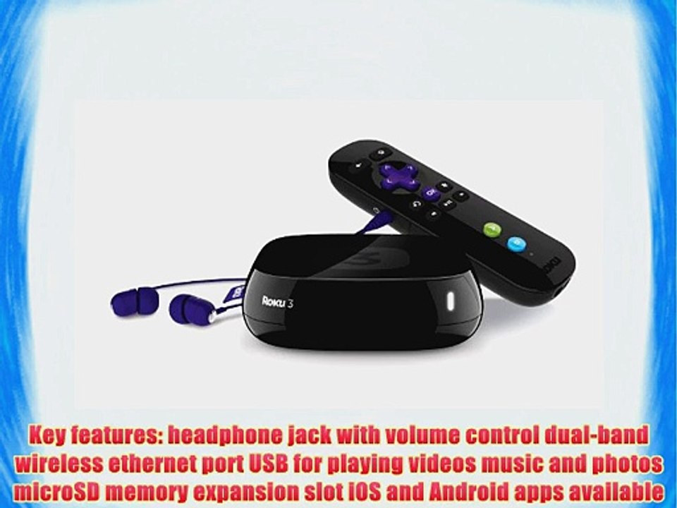 Roku 3 Streaming Media Player with Motion Remote HDMI Cable $10 Movie/TV Credit
