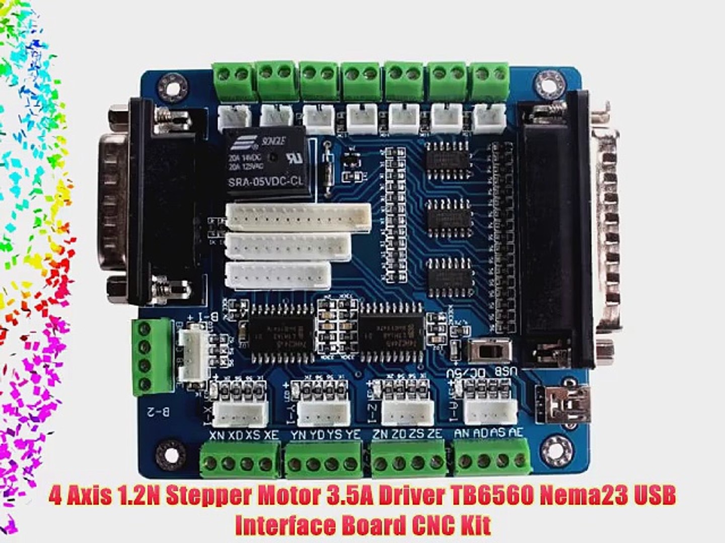 4 Axis 1.2N Stepper Motor 3.5A Driver TB6560 Nema23 USB Interface Board CNC  Kit - video Dailymotion