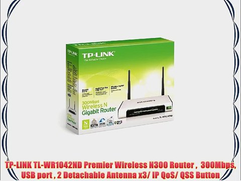 TP-LINK TL-WR1042ND Premier Wireless N300 Router 300Mbps USB port 2 Detachable Antenna x3/