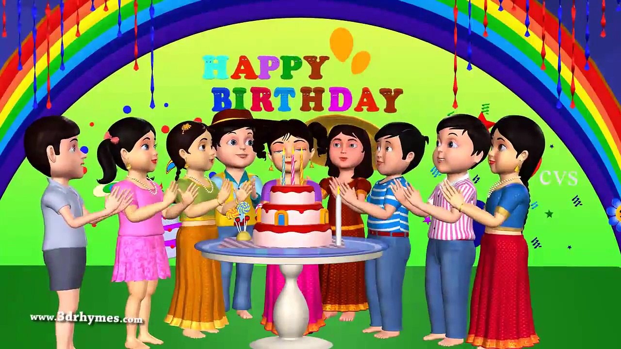 Happy birthday to you - 3D Animation English rhyme for children wirh lyrics
