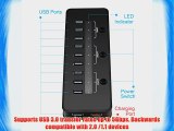 Etekcity Powered 10 Port USB 3.0 Hub with 3 Power Switches 5V/2.1A Smart Charging Ports Build-in