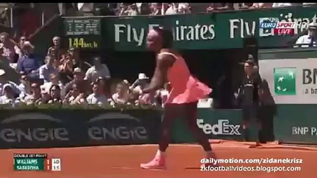 Serena Set Point (1st Set) - Williams vs Safarova - Roland Garros 06.06.2014