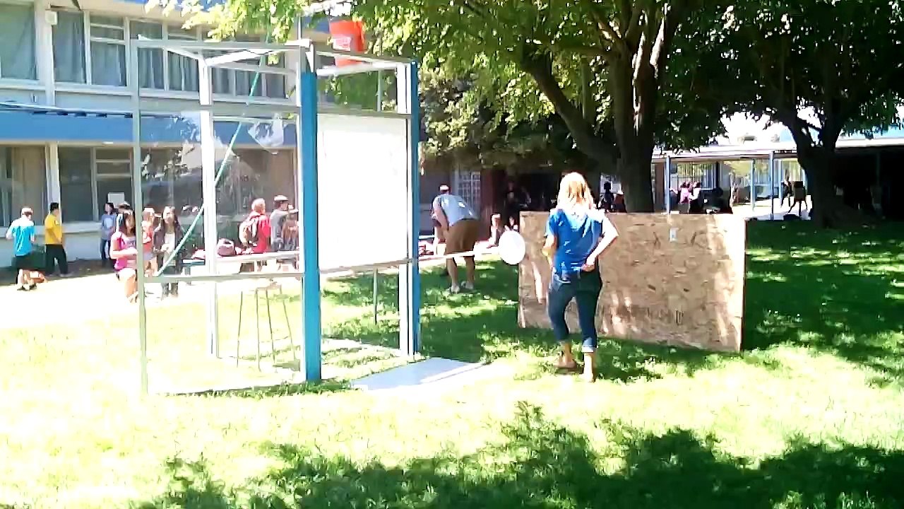 Teacher dunk at a school!