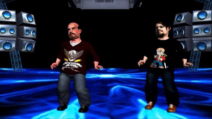 Azaghal e Jovem Nerd dançando "Ai se eu te pego" do Michel Teló